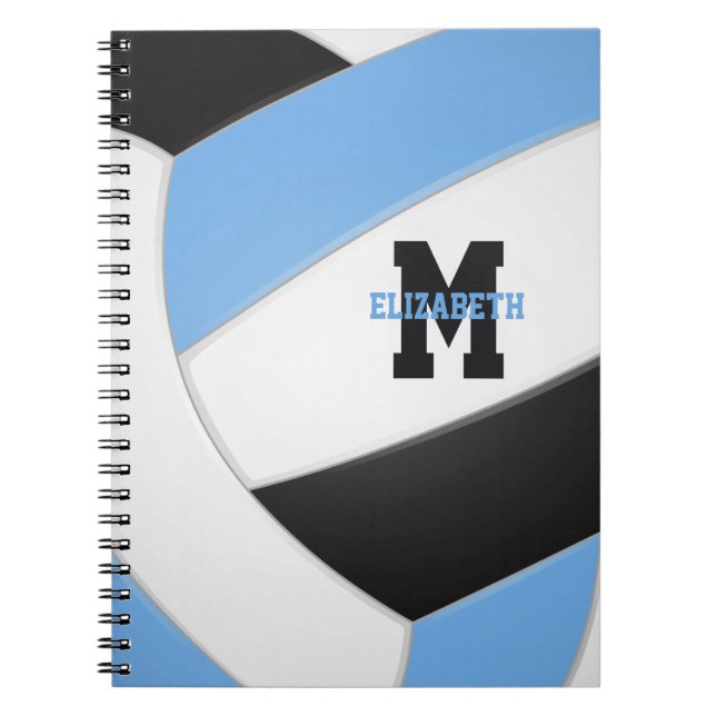 Caderno Espiral voleibol branco preto-claro personalizado (Frente)