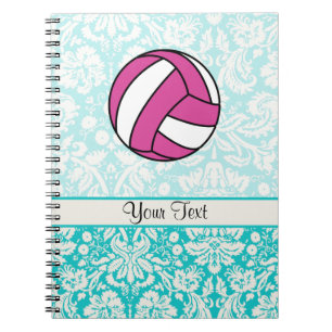 Caderno Espiral Voleibol cor-de-rosa; Cor damasco