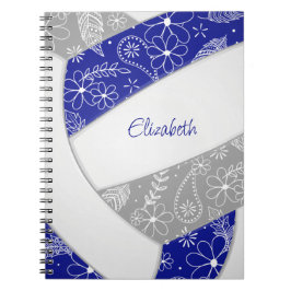 Caderno Espiral voleibol desportivo de cinza azul