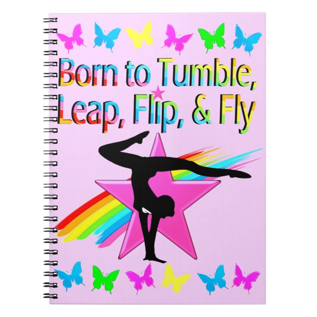 CADERNO ESPIRAL VOLTAR A VOAR A GINÁSTICA GIRL RAINBOW DESIGN (Frente)