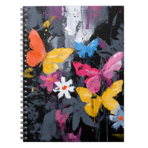 Caderno Espiral Voo de Borboleta Abstrata Vibrante (5)