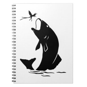 Caderno Espiral Voo Pesca Peixes Salto Larvea Hook Pescador Presen