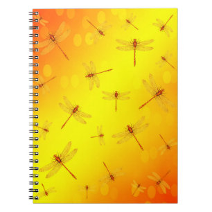 Caderno Espiral Voos De Dragões Amarelos ouros Voando,