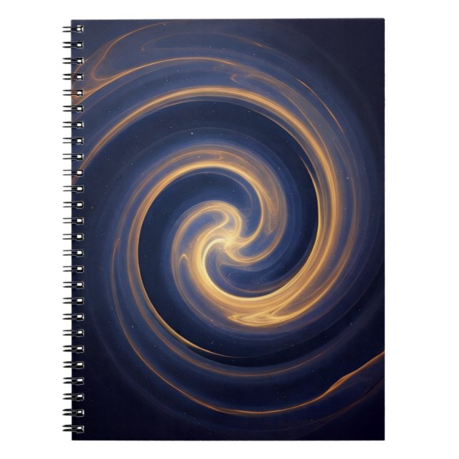 Caderno Espiral Vórtice Cósmico de Luz Dourada (Frente)