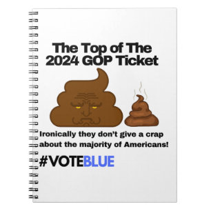Caderno Espiral Vote Blue 2024: Poop Anti-Trump Emoji Design