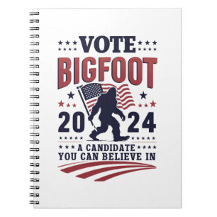 Caderno Espiral Vote no Pé Grande 2024 Presidencial Sasquatch