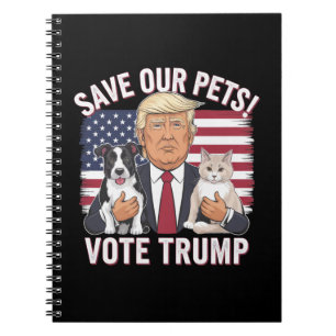 Caderno Espiral Vote Trump Salve Nossos Animais de Estimação Gatos
