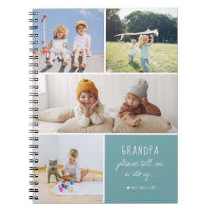 Caderno Espiral Vovô Nos Conta Uma História Colagem de Fotografi