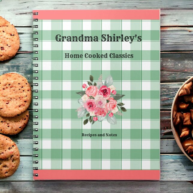 Caderno Espiral Vovó Recebe Farmhouse de Gingham (Keep treasured family recipes in a personalized journal.)