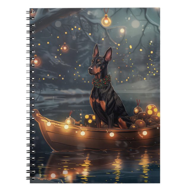 Caderno Espiral Voyage festiva do Doberman Christmas (Frente)