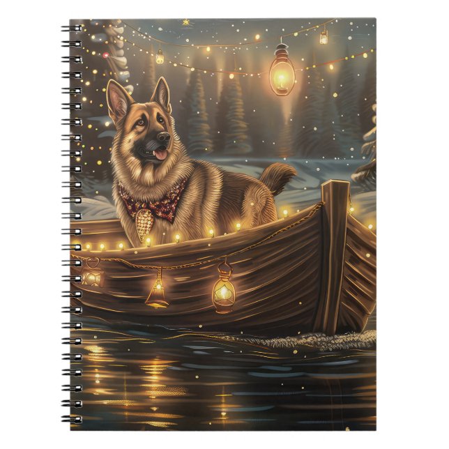 Caderno Espiral Voz Festiva do Natal german shepherd (Frente)