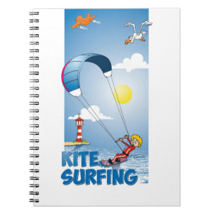 Caderno Espiral Vrolijke kite surfing.