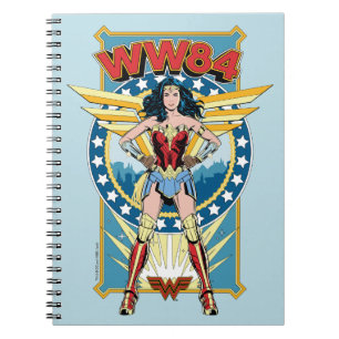 Caderno Espiral W84  Crachá de Caractere de Mulher Maravilha Retr