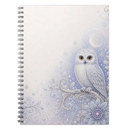 Caderno Espiral Wächterin der Winternacht – Zarte Schneeeule im Wi