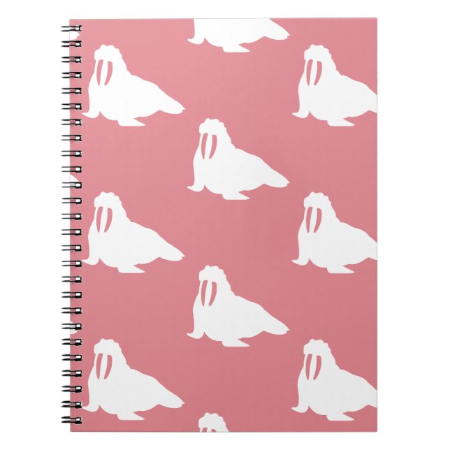 Caderno Espiral Walrus em branco e rosa (Frente)