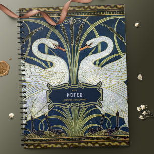 Caderno Espiral Walter Crane Dois Swans Art Nouveau Vintage Decor