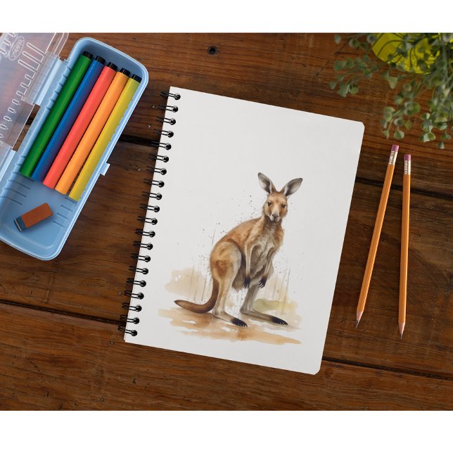 Caderno Espiral Wanderer de Outback: Watercolor Kangaroo (Criador carregado)