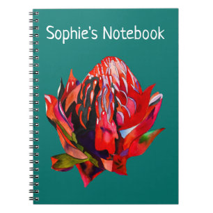 Caderno Espiral Waratah, cor-de-água natural da Austrália
