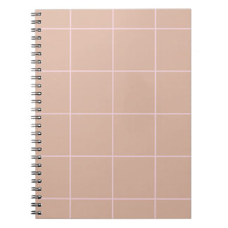 Caderno Espiral Warm Beige Grid Pattern Minimal Soft Check Design