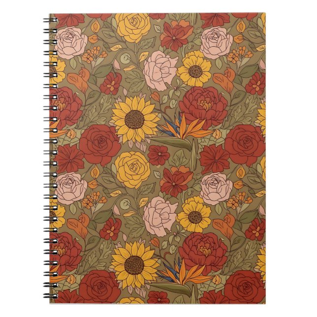 Caderno Espiral Warm Floral Patterned Notebook (Frente)