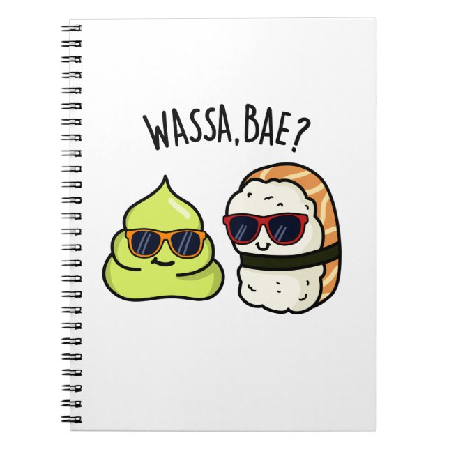 Caderno Espiral Wassa Bae Piada de comida engraçada Pun do Wasabi  (Frente)