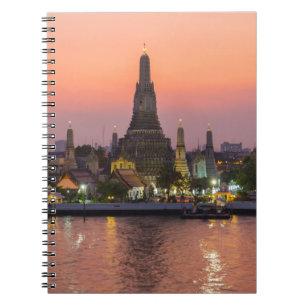Caderno Espiral Wat Arun Temple Bangkok Thailand at sunset