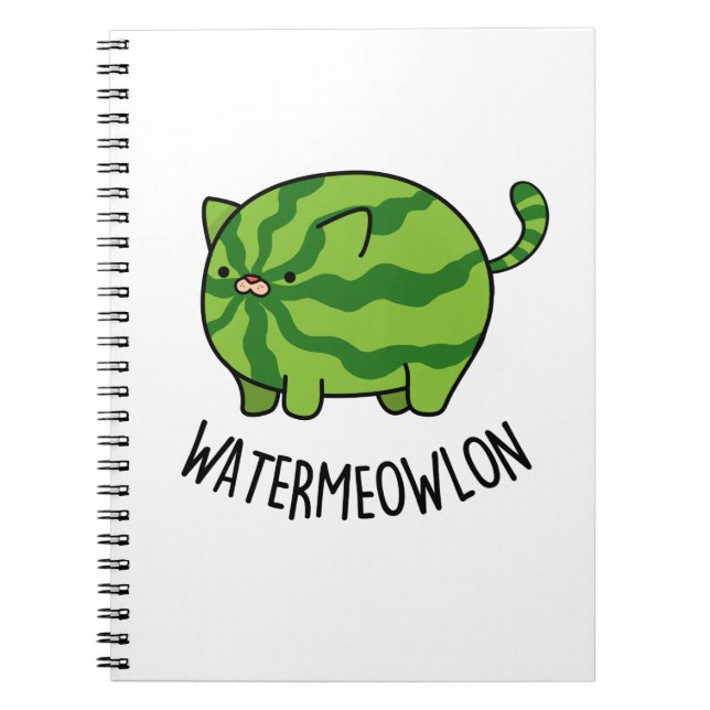 Caderno Espiral Water-meow-lon Divertido Trocadilho de Gato de Mel (Frente)