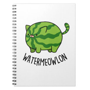 Caderno Espiral Water-meow-lon Engraçado Gato Melancia Trocadilho
