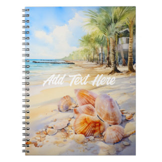 Caderno Espiral Watercolor Beach com notebook Seashells