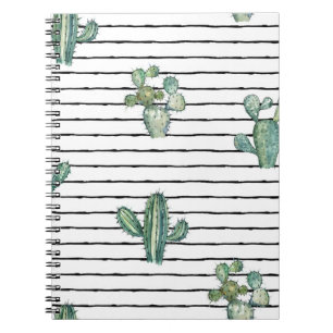 Caderno Espiral Watercolor cactus seamless pattern