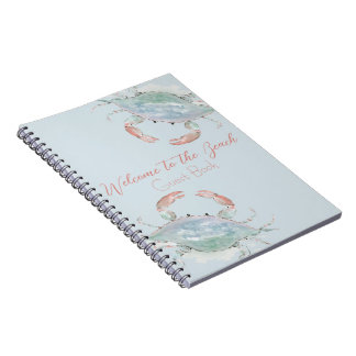 Caderno Espiral Watercolor Crab Rental Guest Book