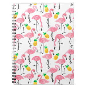 Caderno Espiral Watercolor Flamingo e Abacaxi: Conjunto Tropical.