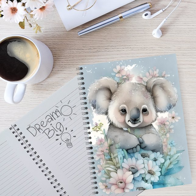 Caderno Espiral Watercolor Floral Koala (Criador carregado)