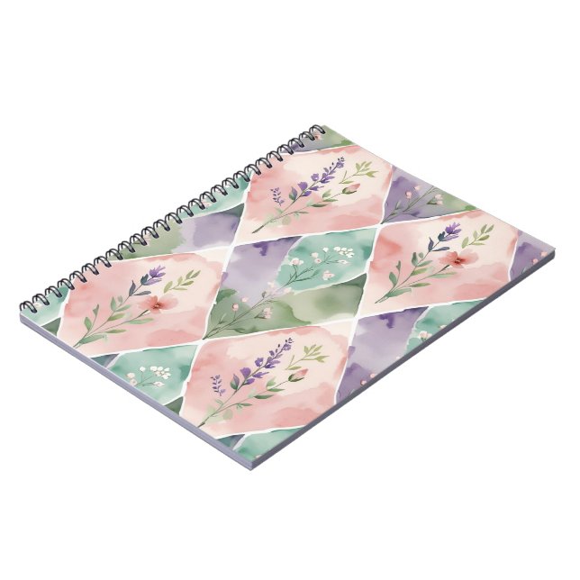 Caderno Espiral Watercolor Floral Patchwork (Left Side)