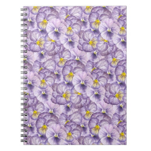 Caderno Espiral Watercolor floral pattern with violet pansies