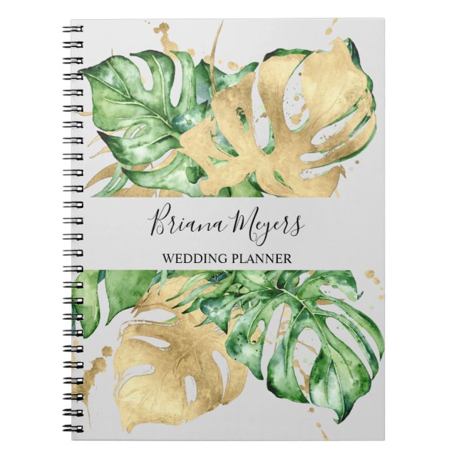 Caderno Espiral Watercolor Greenerescer Palm Deixa Dourada Areia C (Frente)