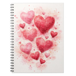 Caderno Espiral Watercolor Hearts Journal