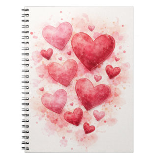 Caderno Espiral Watercolor Hearts Journal
