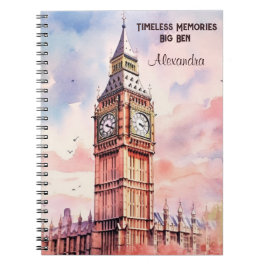 Caderno Espiral Watercolor Iconic Landmark City London Big Ben