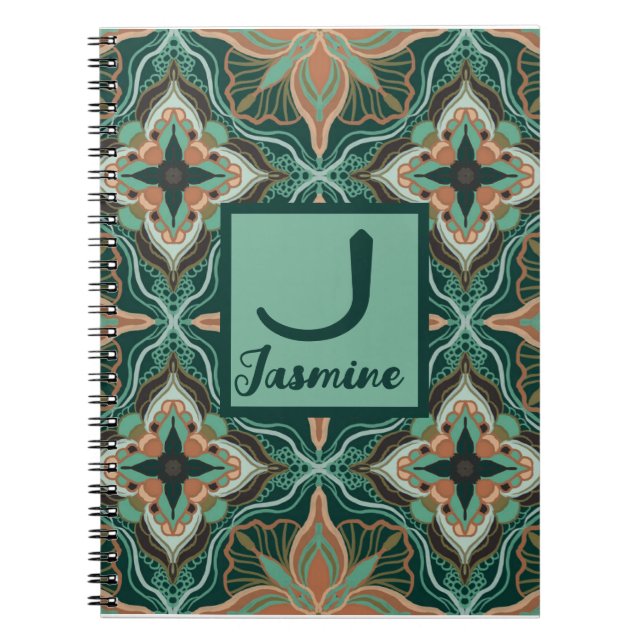 Caderno Espiral Watercolor Marroal Teal Floral (Frente)