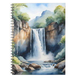 Caderno Espiral Watercolor painted waterfall
