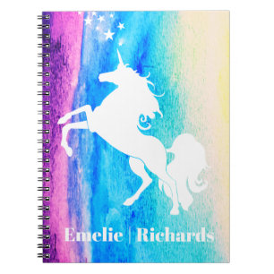 Caderno Espiral Watercolor Rainbow Unicorn