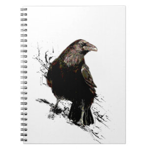 Caderno Espiral Watercolor Raven Bird Art