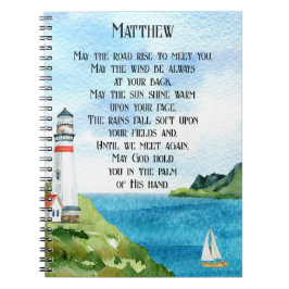 Caderno Espiral Watercolor Sea Irish Blending Poem Saindo Gift