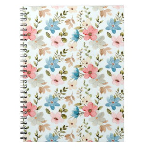 Caderno Espiral Watercolor Wildflower Floral Pattern-67676