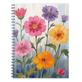 Caderno Espiral Watercolor Wildflowers | Flower Field Painting 