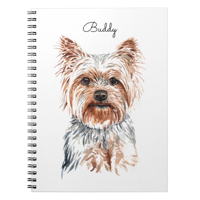 Caderno Espiral Watercolor Yorkie personalizado (Frente)