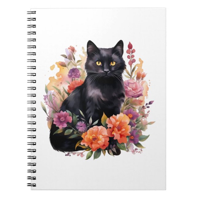 Caderno Espiral Watercolour Black Cat (Frente)