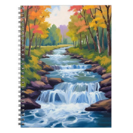 Caderno Espiral Waterfall Nature Landscape Painting