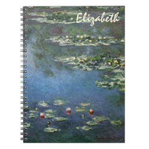 Caderno Espiral Waterlilies por Claude Monet, flores do vintage